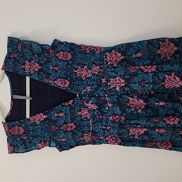 NWOT Anthropologie Peregrine Midi Dress Floral Teal and Pink Sz Meduim - Picture 7 of 16